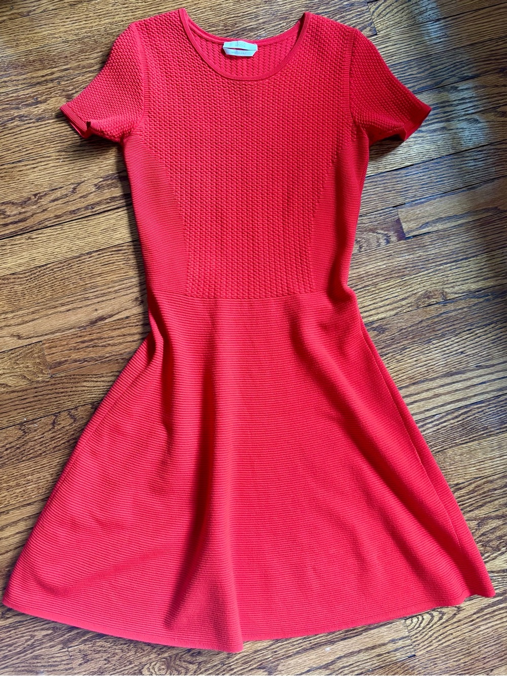 Boss Hugo Boss Red Textured Knit Fit-and-Flare Mini Dress US 6